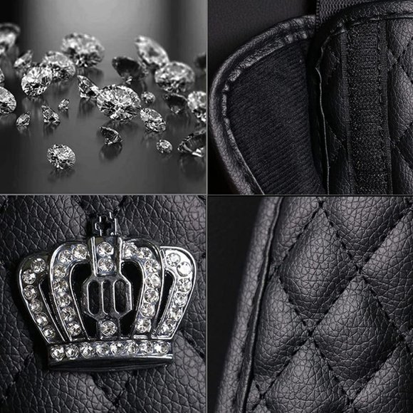 4PC Crown Leather Crystal Diamond Rhinestones Car Accessories - Picture 8 of 8